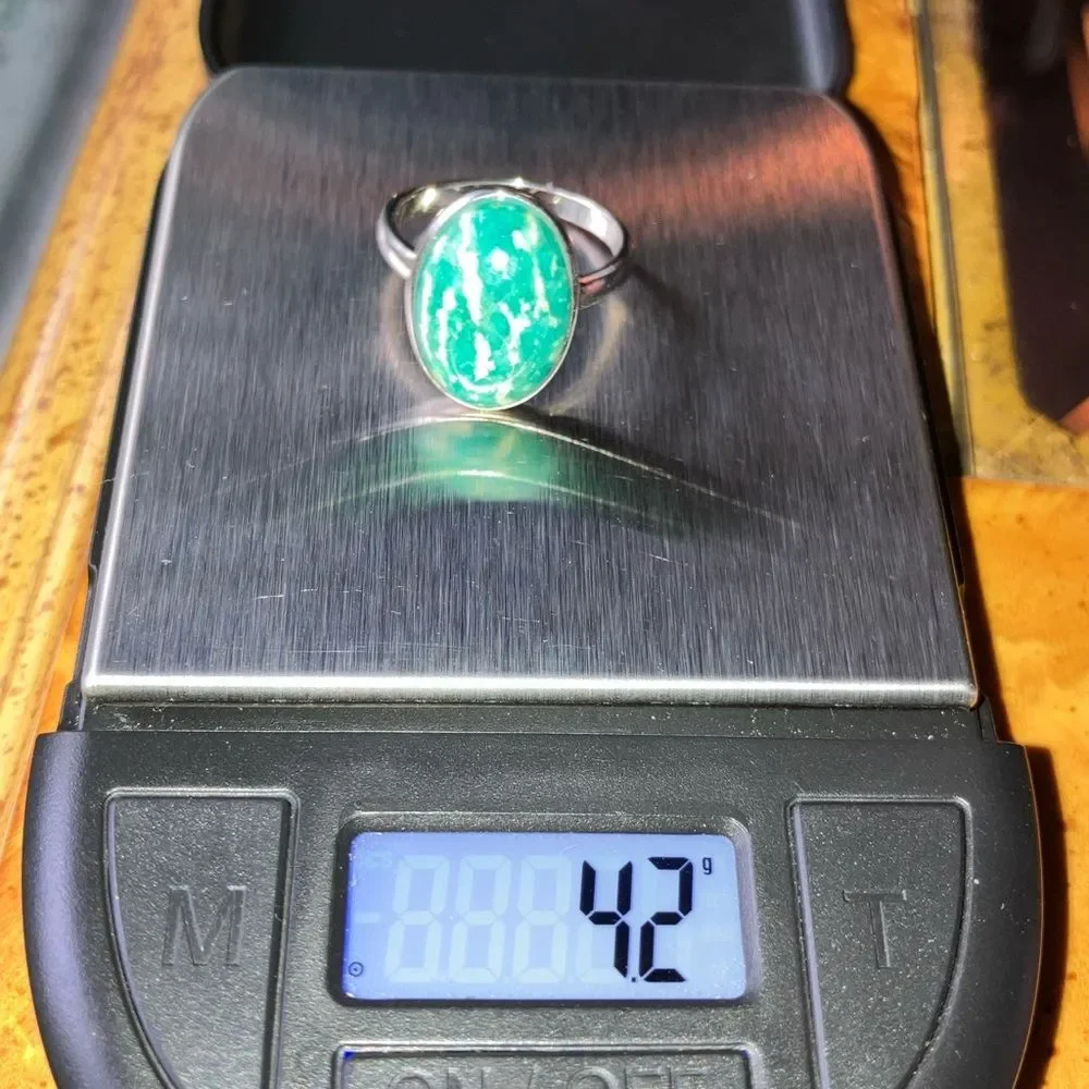 Natural Amazonite Sterling Silver Ring Size 7